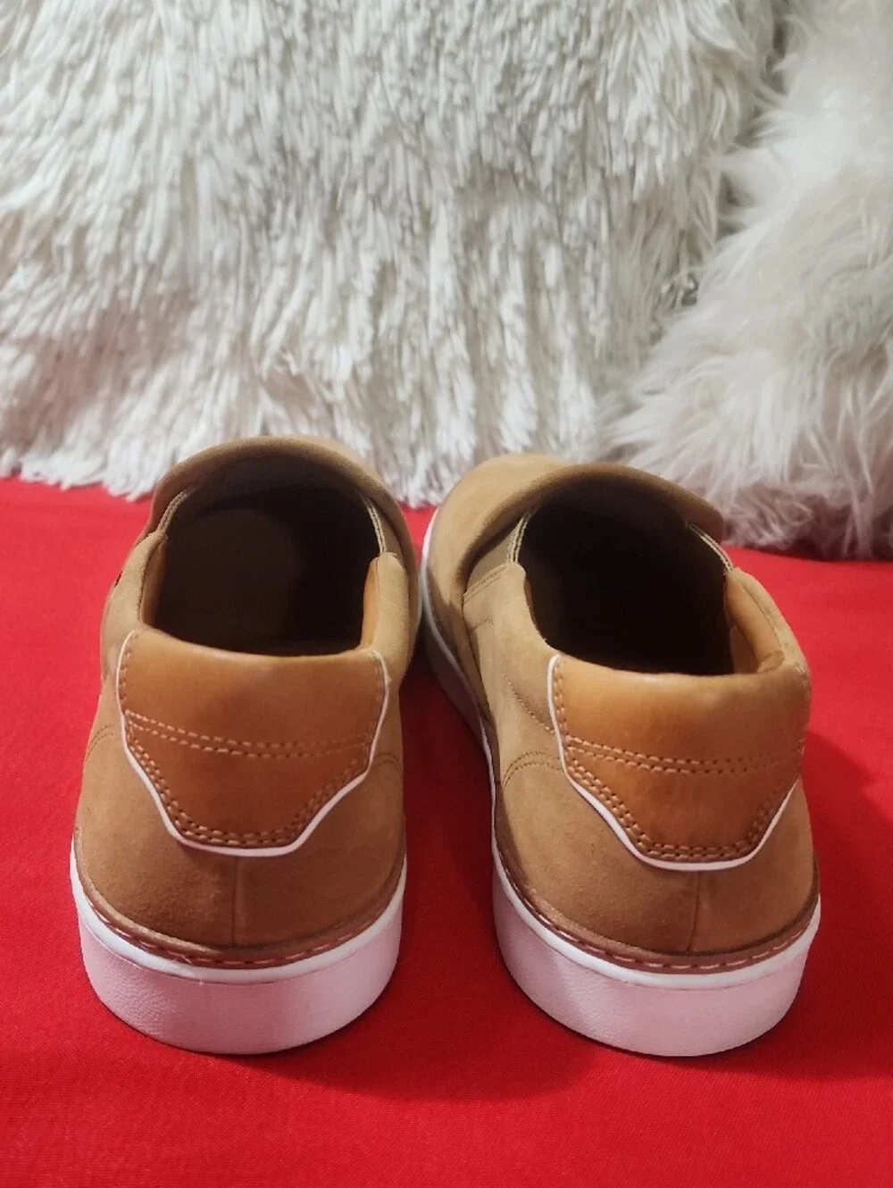 Allen Edmonds Alpha Tan Suede Slip-On Sneakers with White Sole